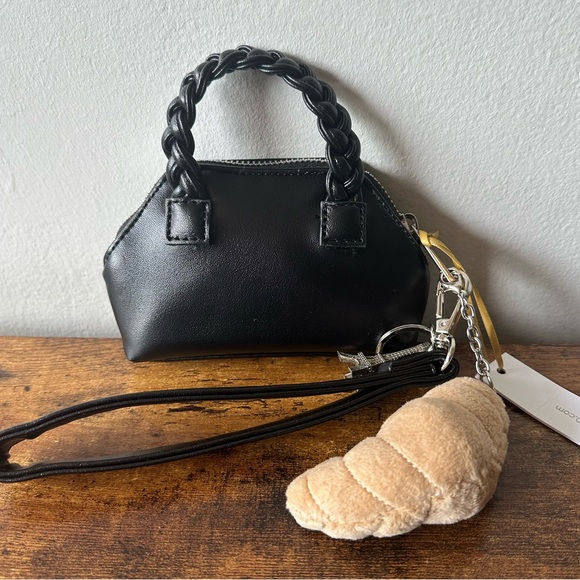 House of Harlow 1960 Handbags - House of Harlow 1960 Black Mini Bag Wristlet w/ Plush Croissant Eiffel Tower NWT